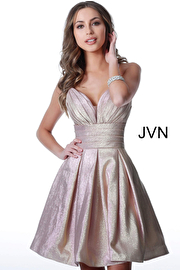 JVN2093 Dress | Lilac fit and flare short spaghetti straps dress