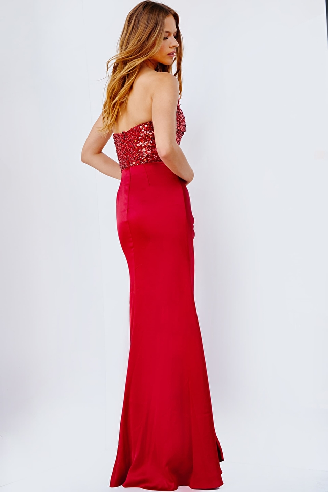 JVN24335 | Red Embellished Long Prom Dress