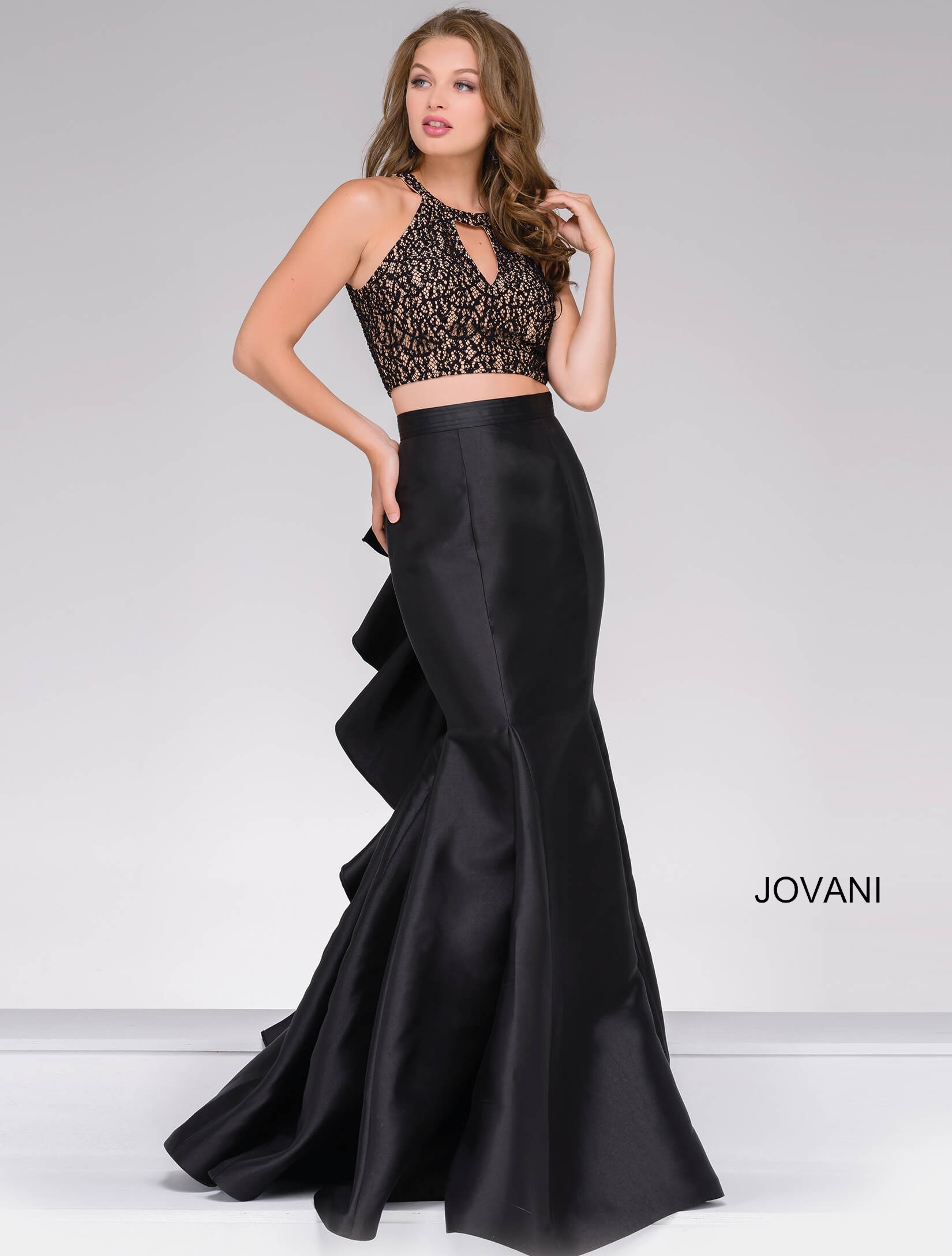 black 2 piece prom dress