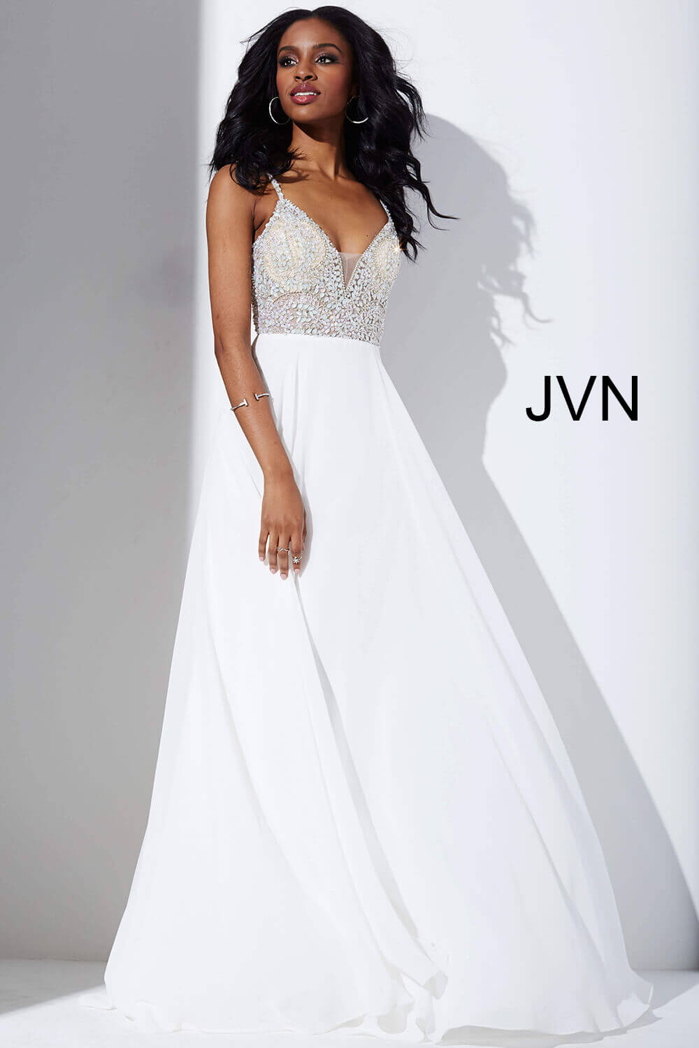 white beaded dress long