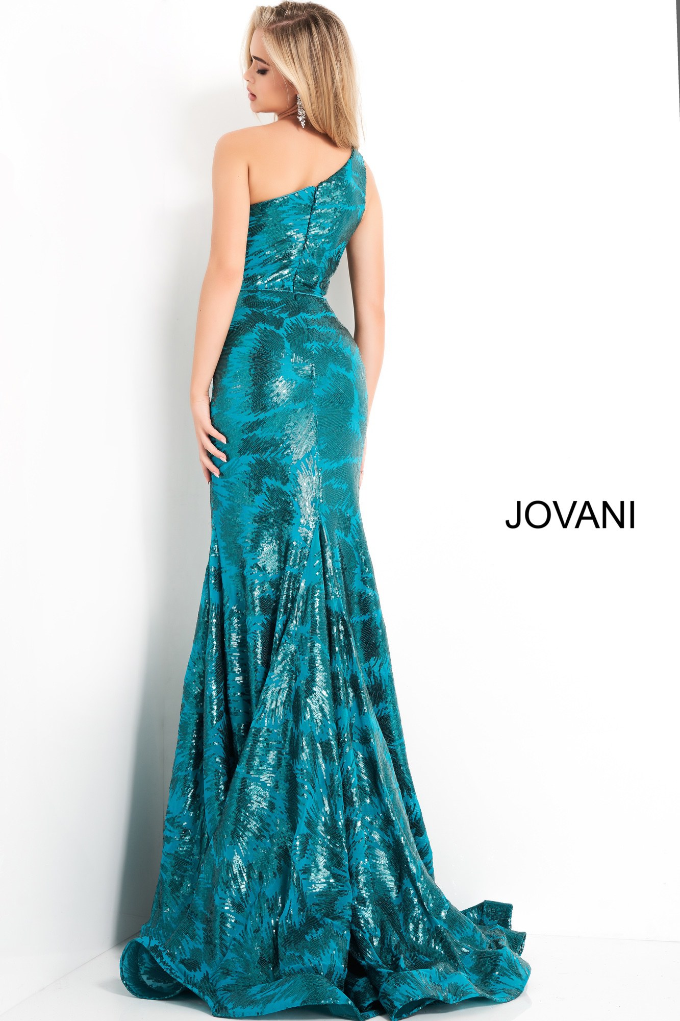 Jovani 1845 One Shoulder Fitted Sequin Prom Dress