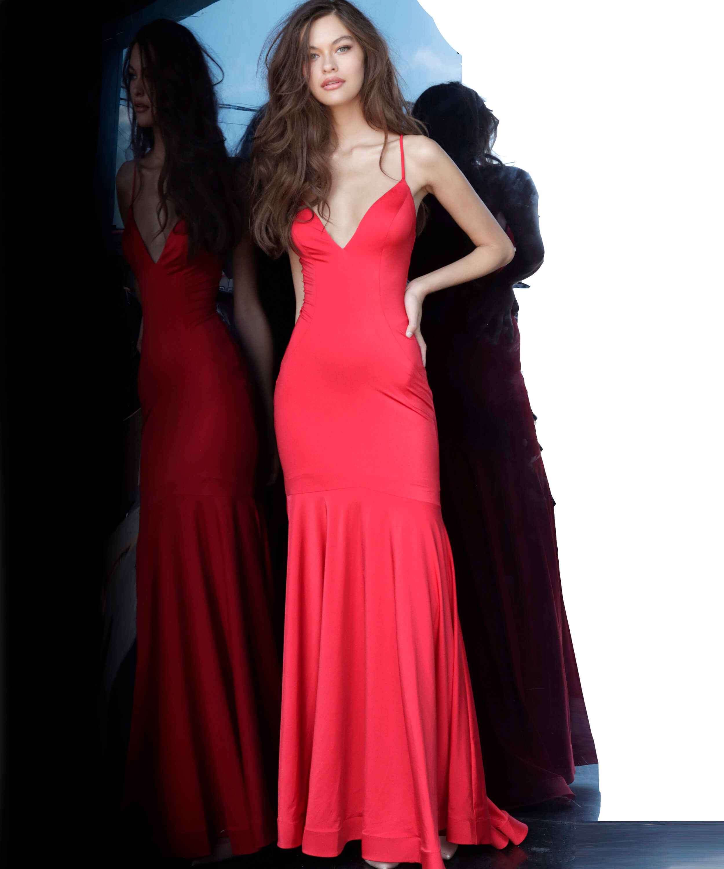 red fitted prom dresses