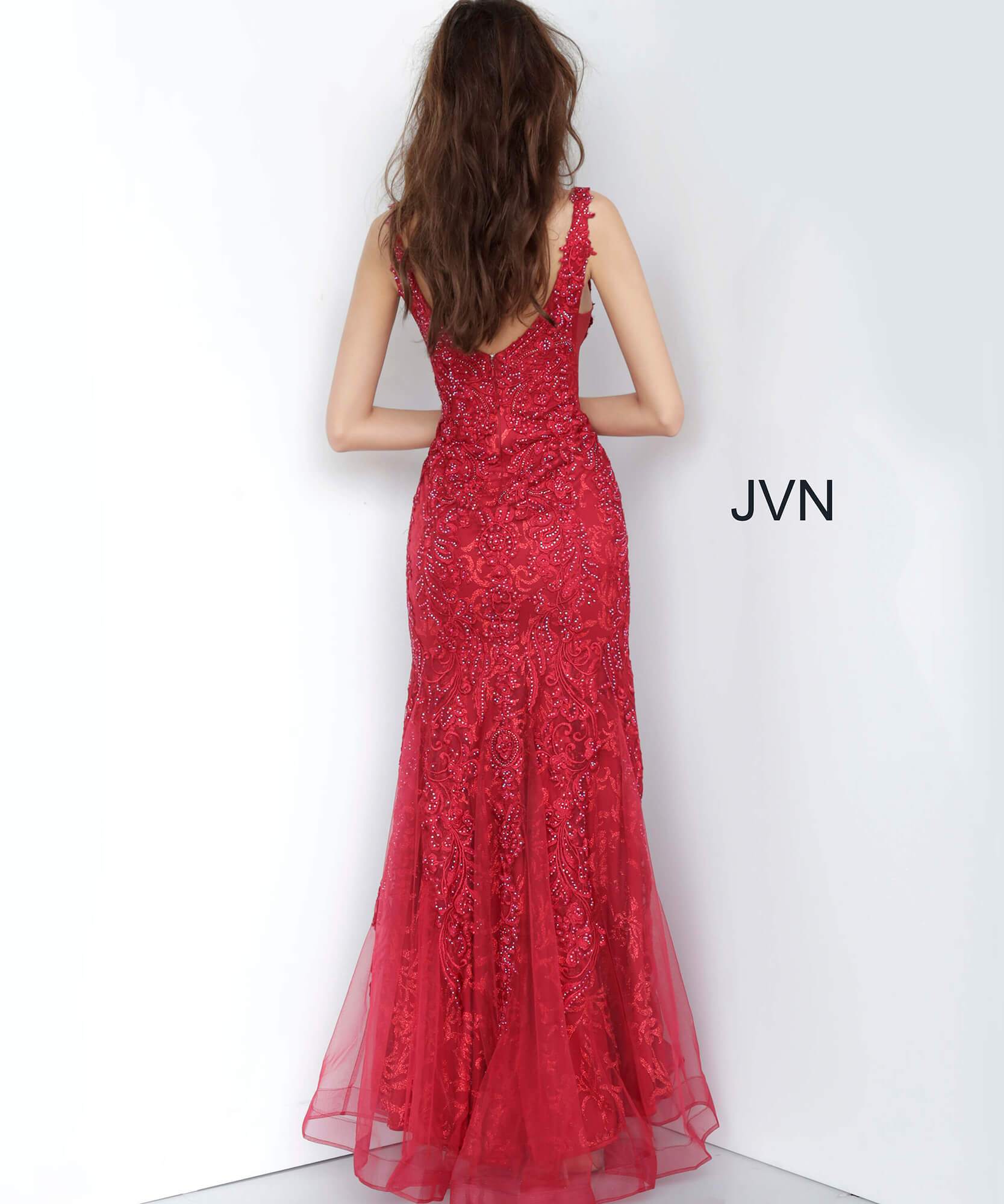 Jvn02319 Dress Red Sweetheart Neckline Lace Prom Dress