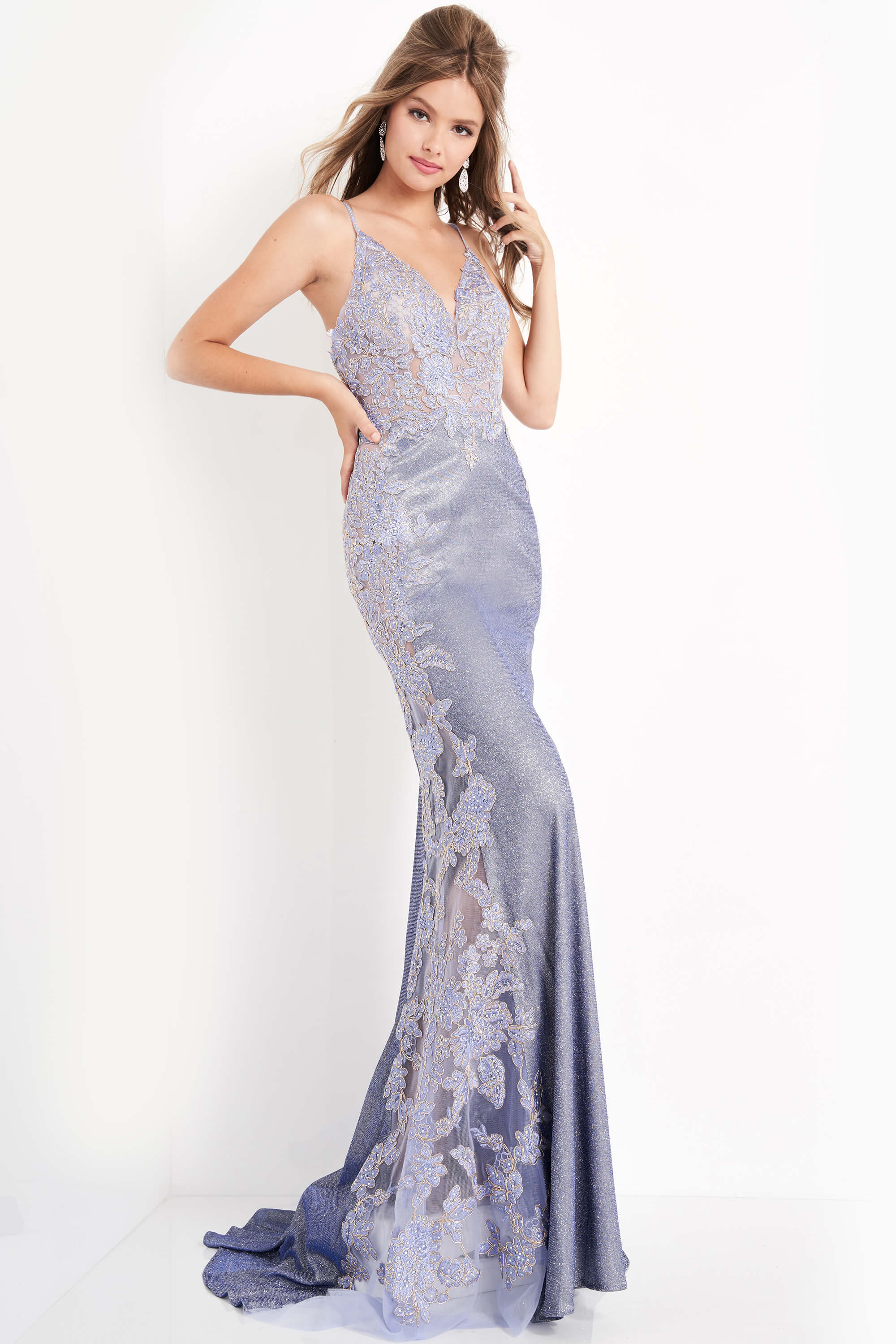 JVN2205 | Red V Neck Spaghetti Strap Prom Dress