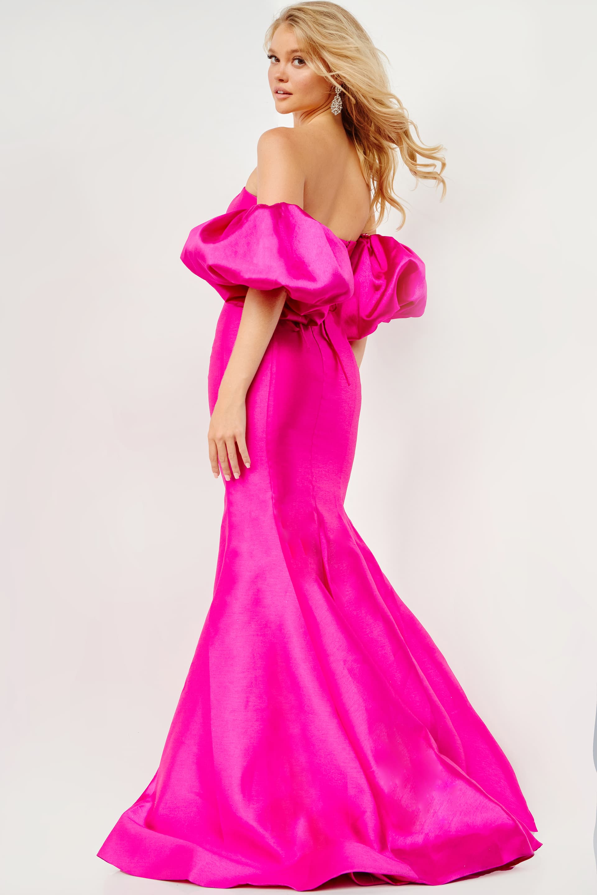 JVN22830 Fuchsia Off the Shoulder Mermaid Prom Dress JVN