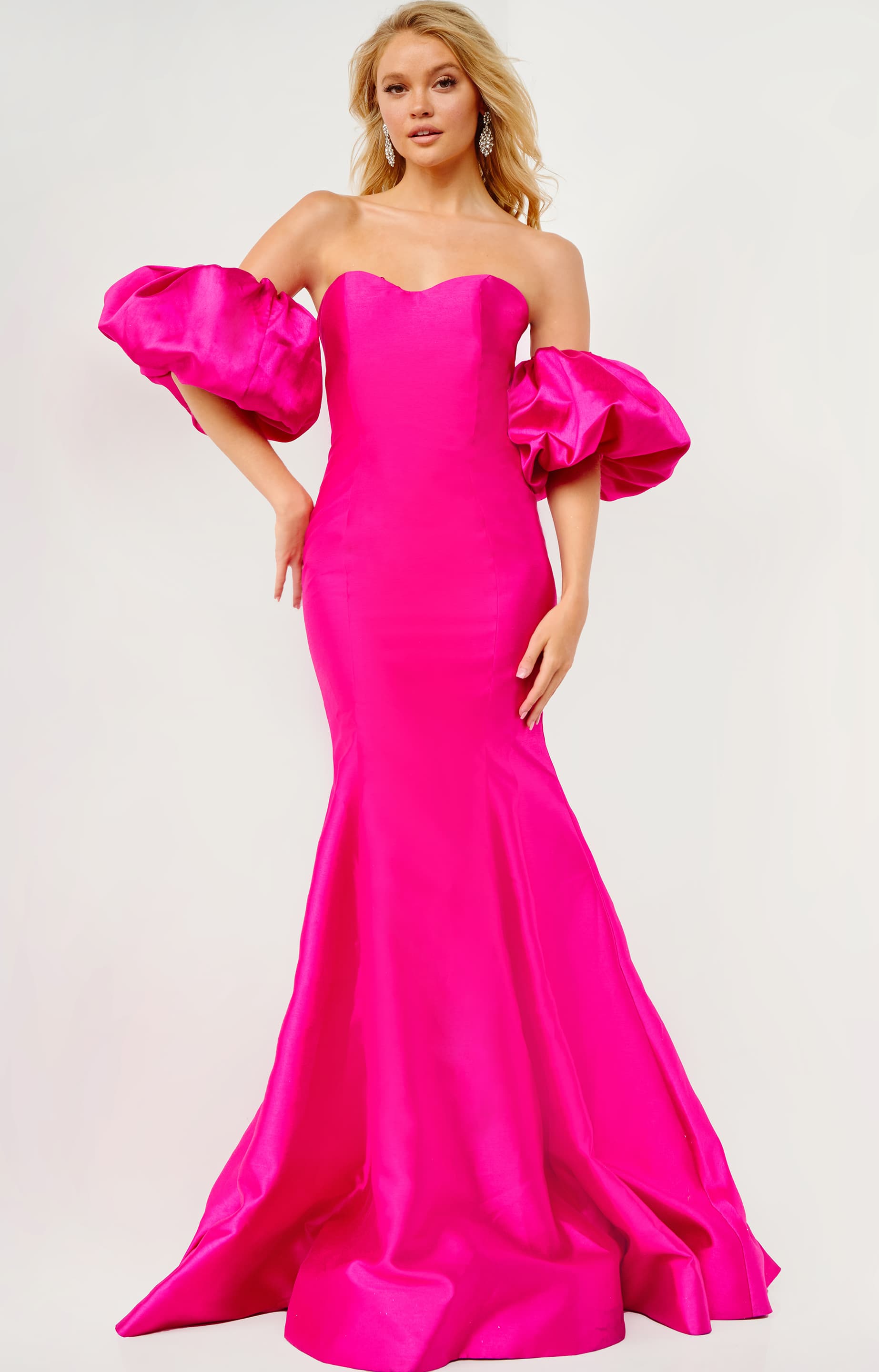 JVN22830 Fuchsia Off the Shoulder Mermaid Prom Dress JVN