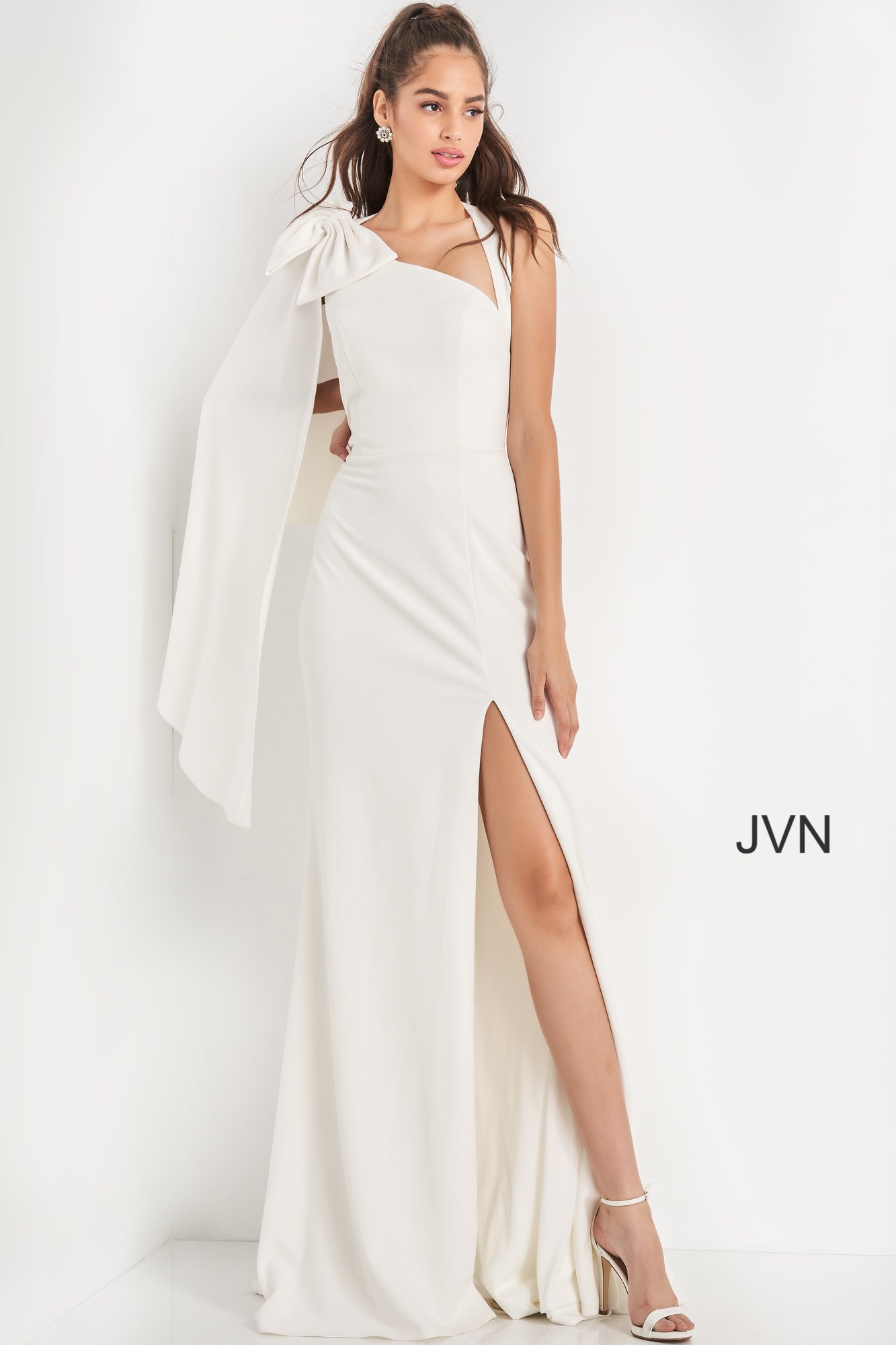 Jvn2516 Ivory Asymmetric Neckline Prom Dress 4355