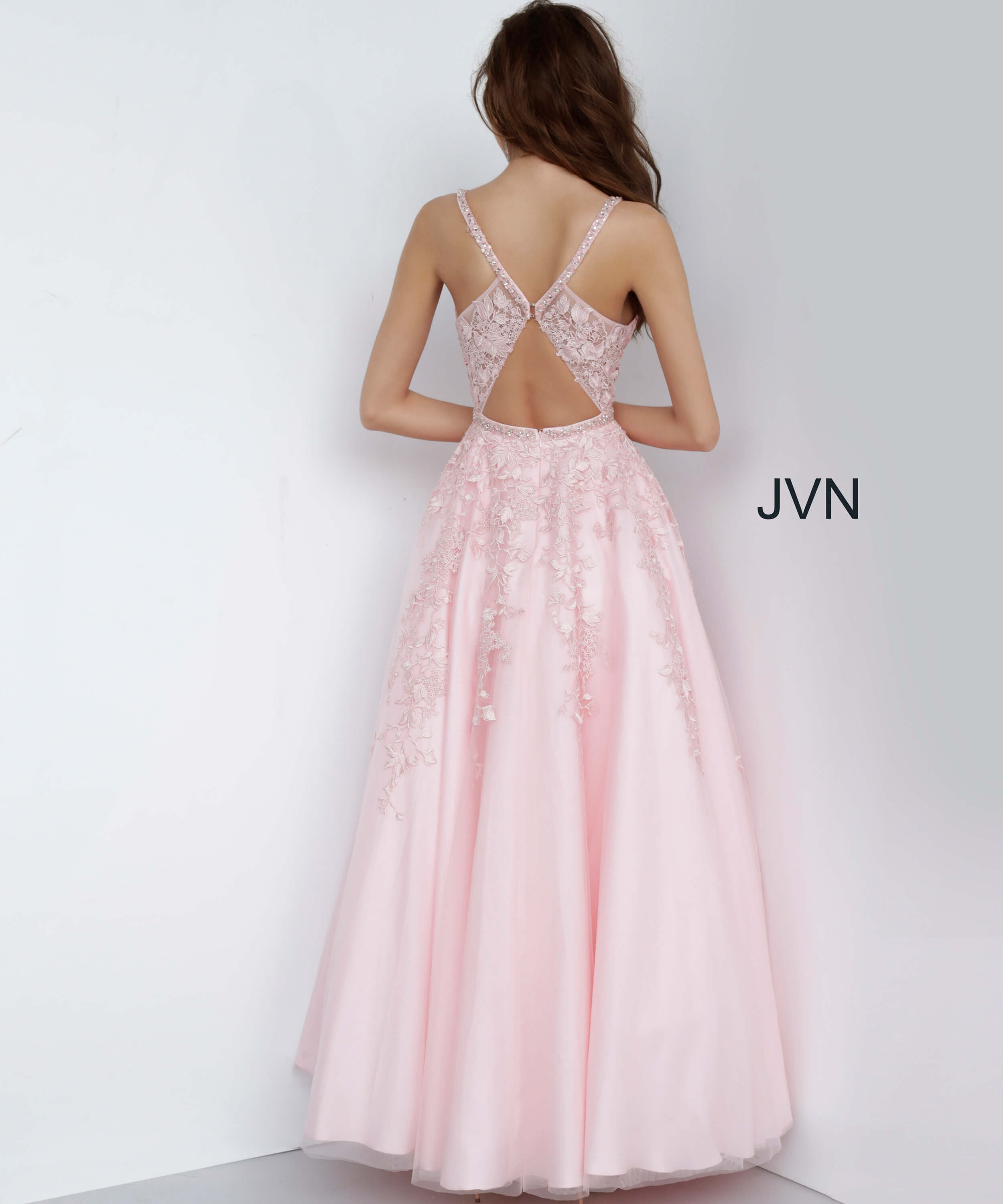 Jvn3388 Dress Pink Embroidered Floral Aline Prom Ballgown 