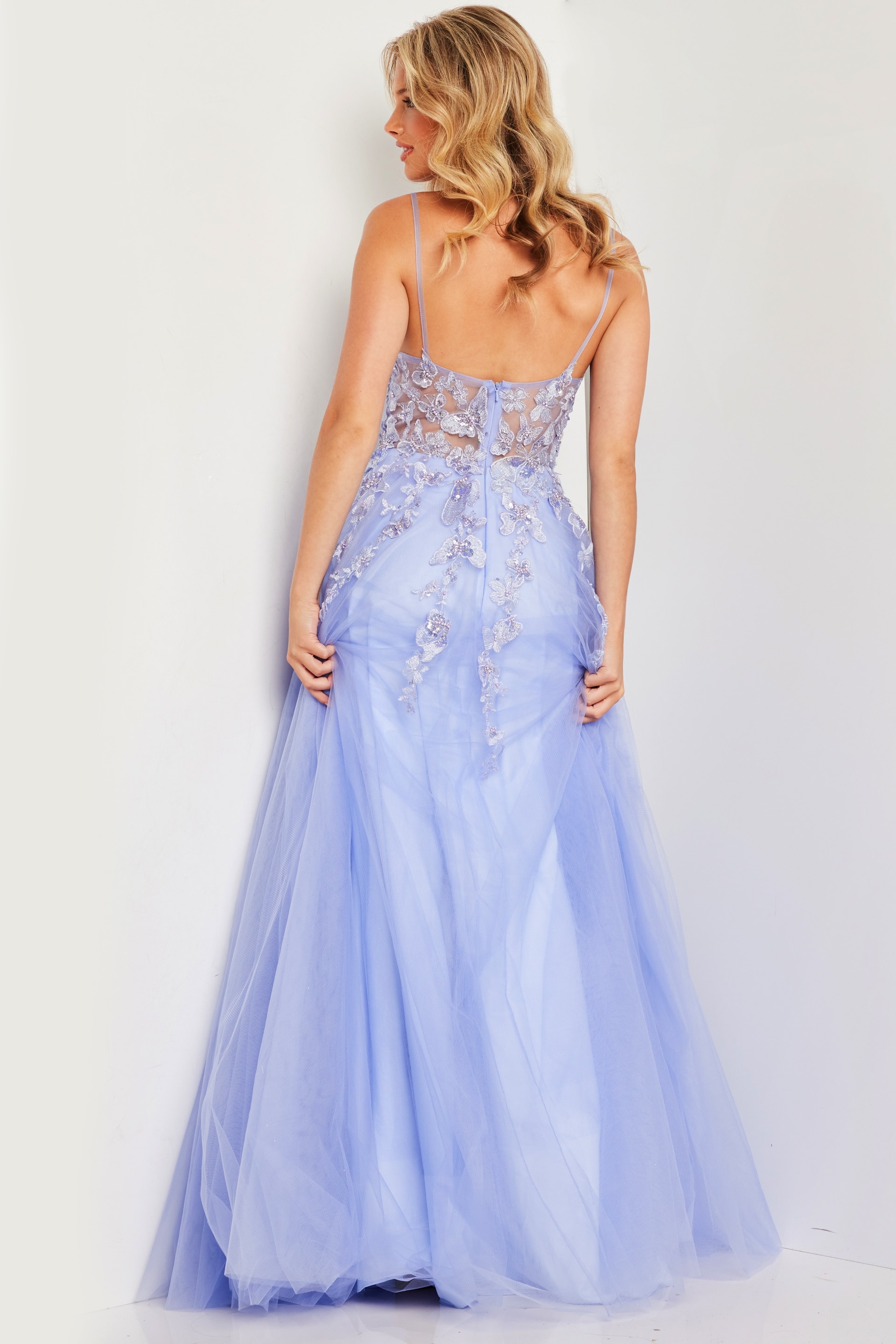 Beaded Bodice Tulle Prom Ballgown