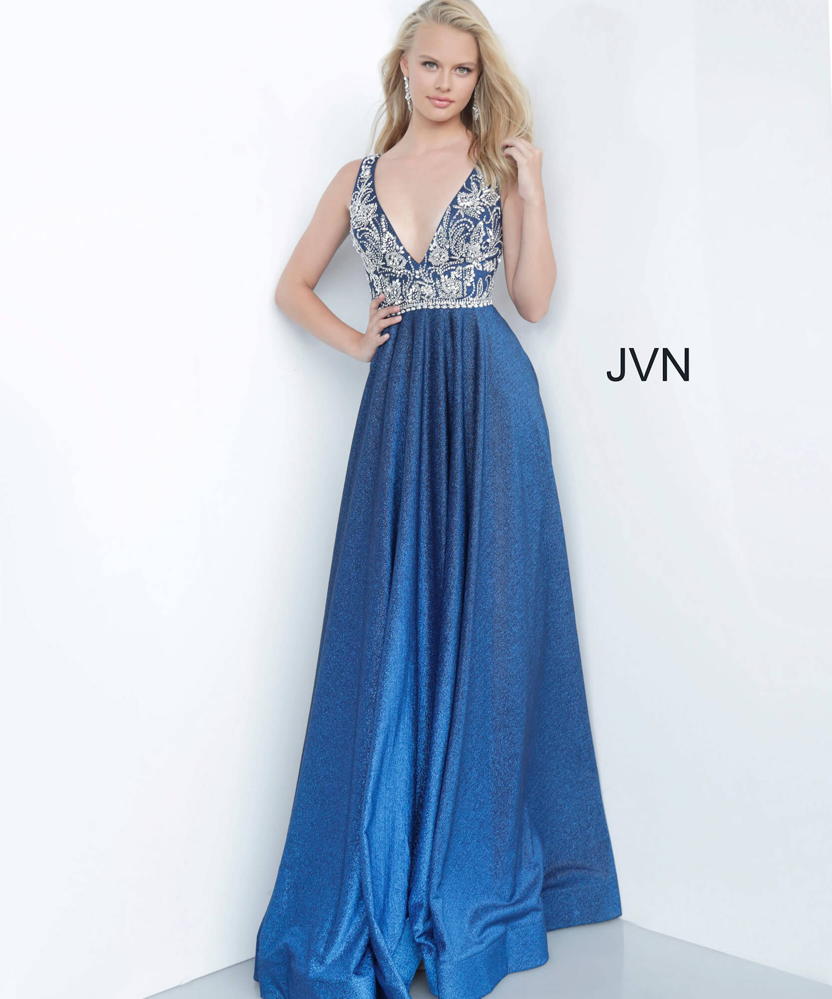 blue maxi evening dress