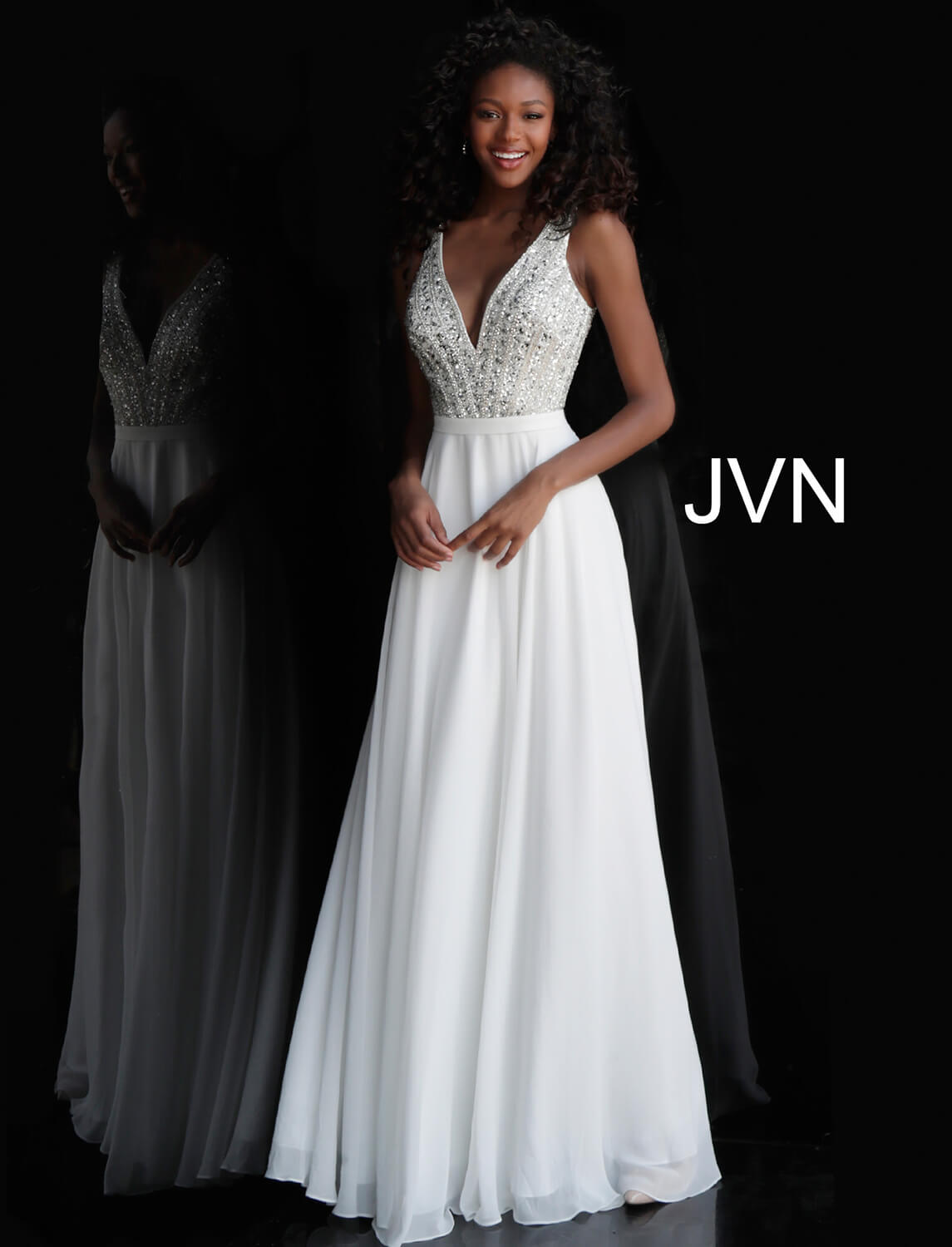 flowy white prom dress