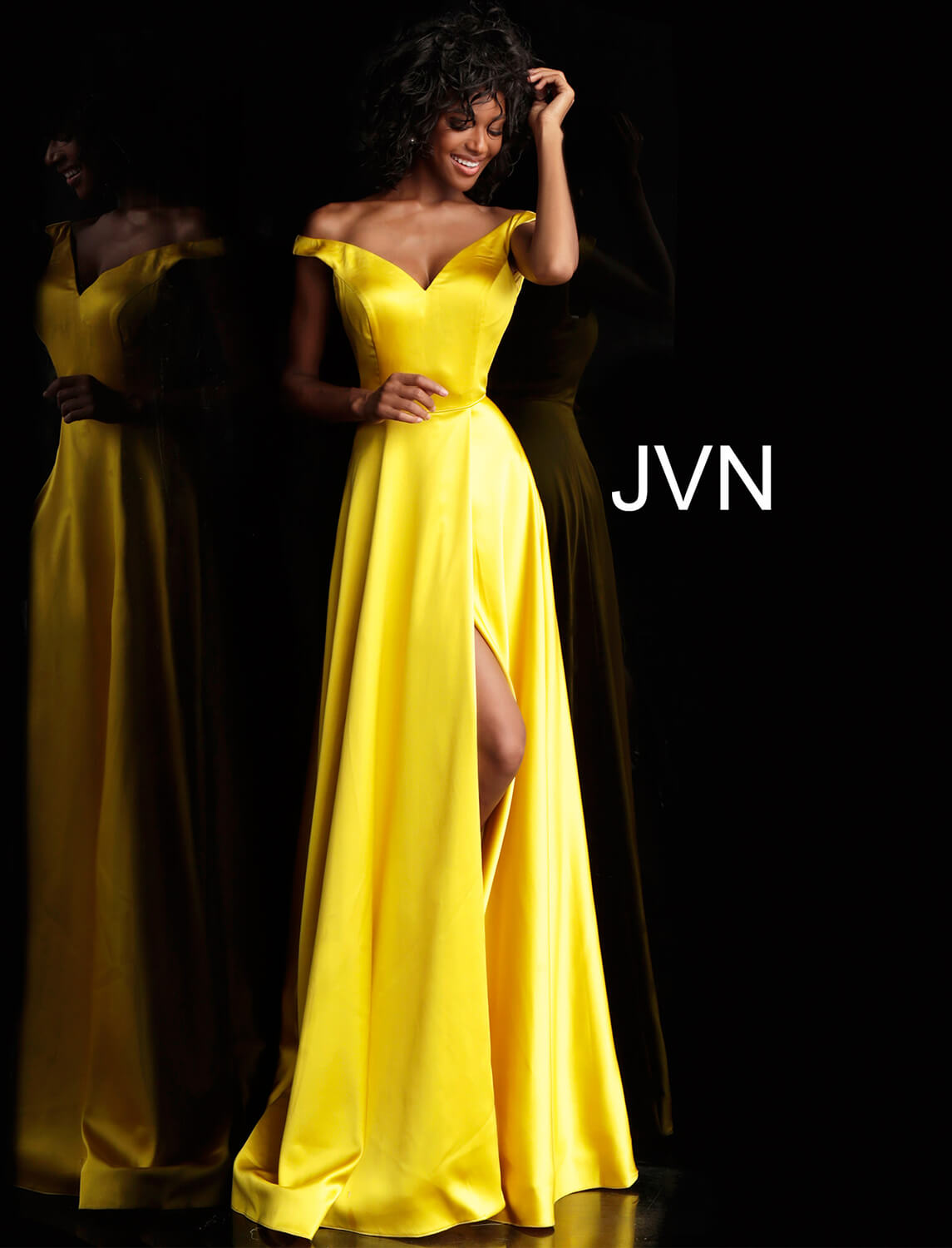 one shoulder yellow prom dress