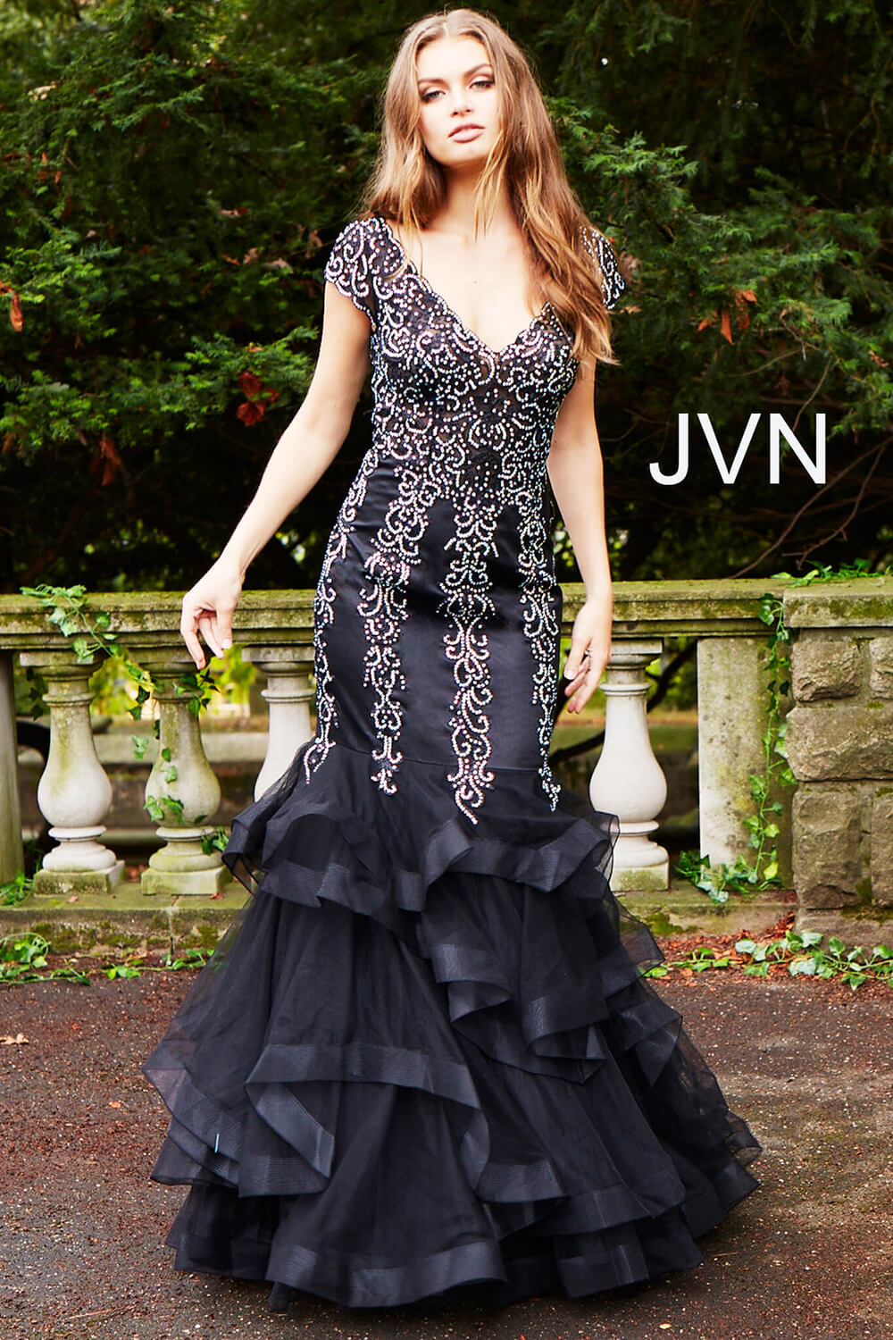 black and burgundy prom dress