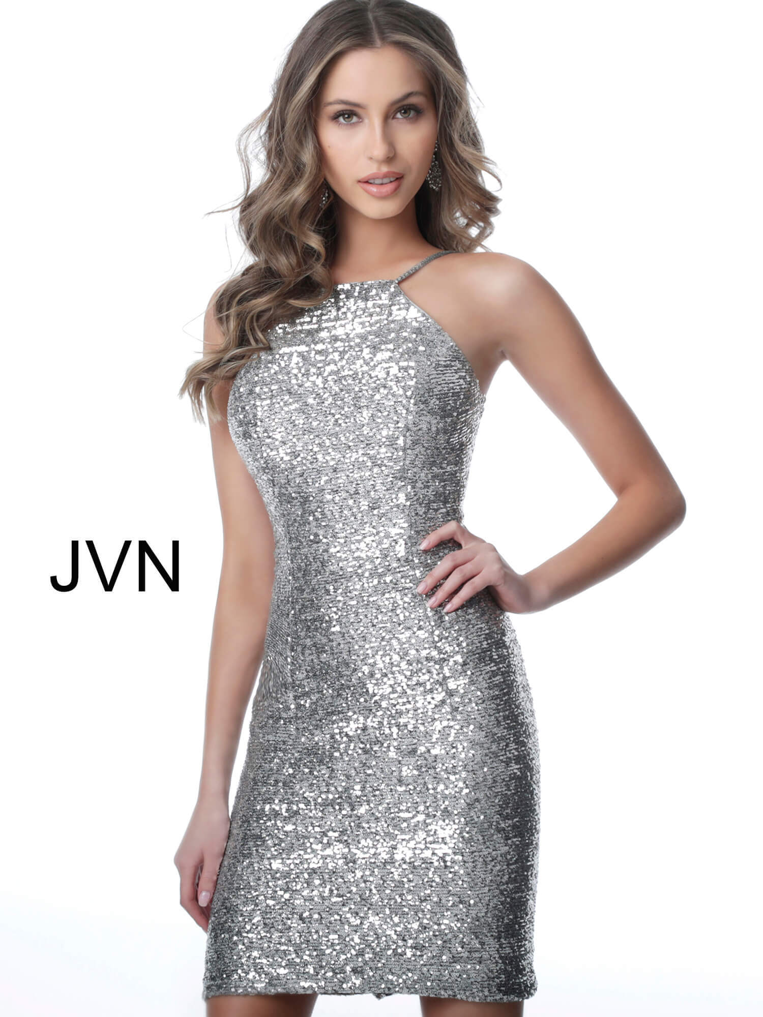 silver hoco dress
